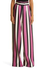 Kimberly Goldson Liza Satin Cuff Wide Leg Pants in Rose Stripe  at Nordstrom